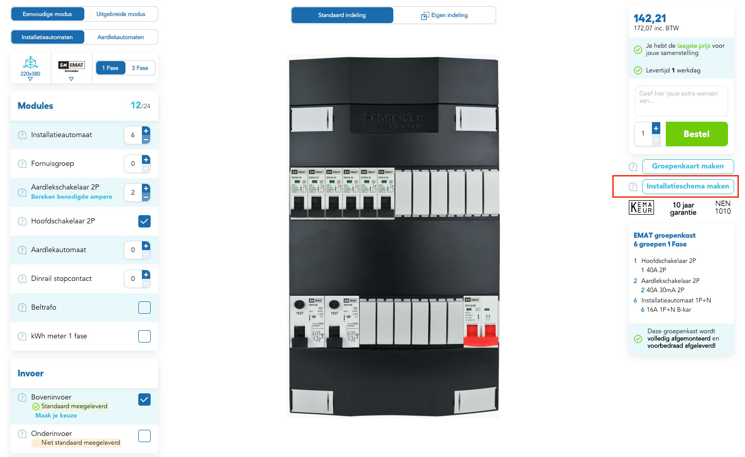 Groepenkast generator installatieschema Elektramat